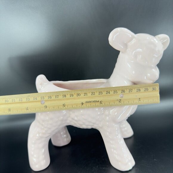Vintage Haeger Pottery Light Pink Lamb Animal Planter Flower Pot Ceramic Decor - Picture 8 of 16